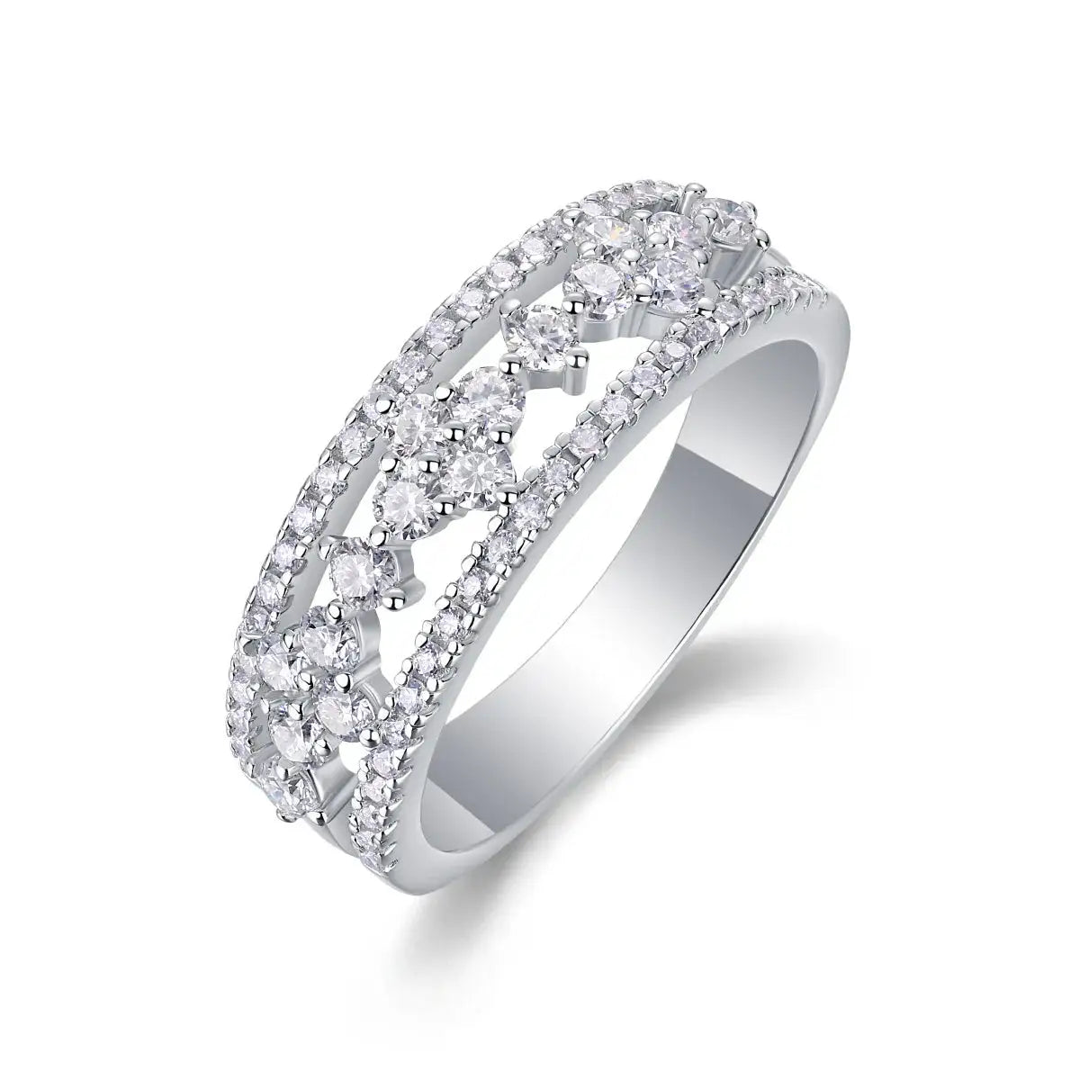 Moissanite Flower Ring Silver Gold Plate — product image 5