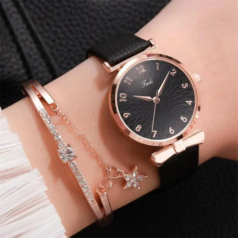 Luxury Quartz Bracelet Watch Set for Women Two Piece