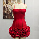 Red Floral Mini Dress - Flattering Empire Waist