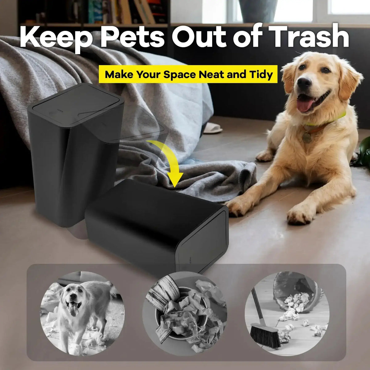 Odor-Control Bathroom Trash Can With Lid — product view 18