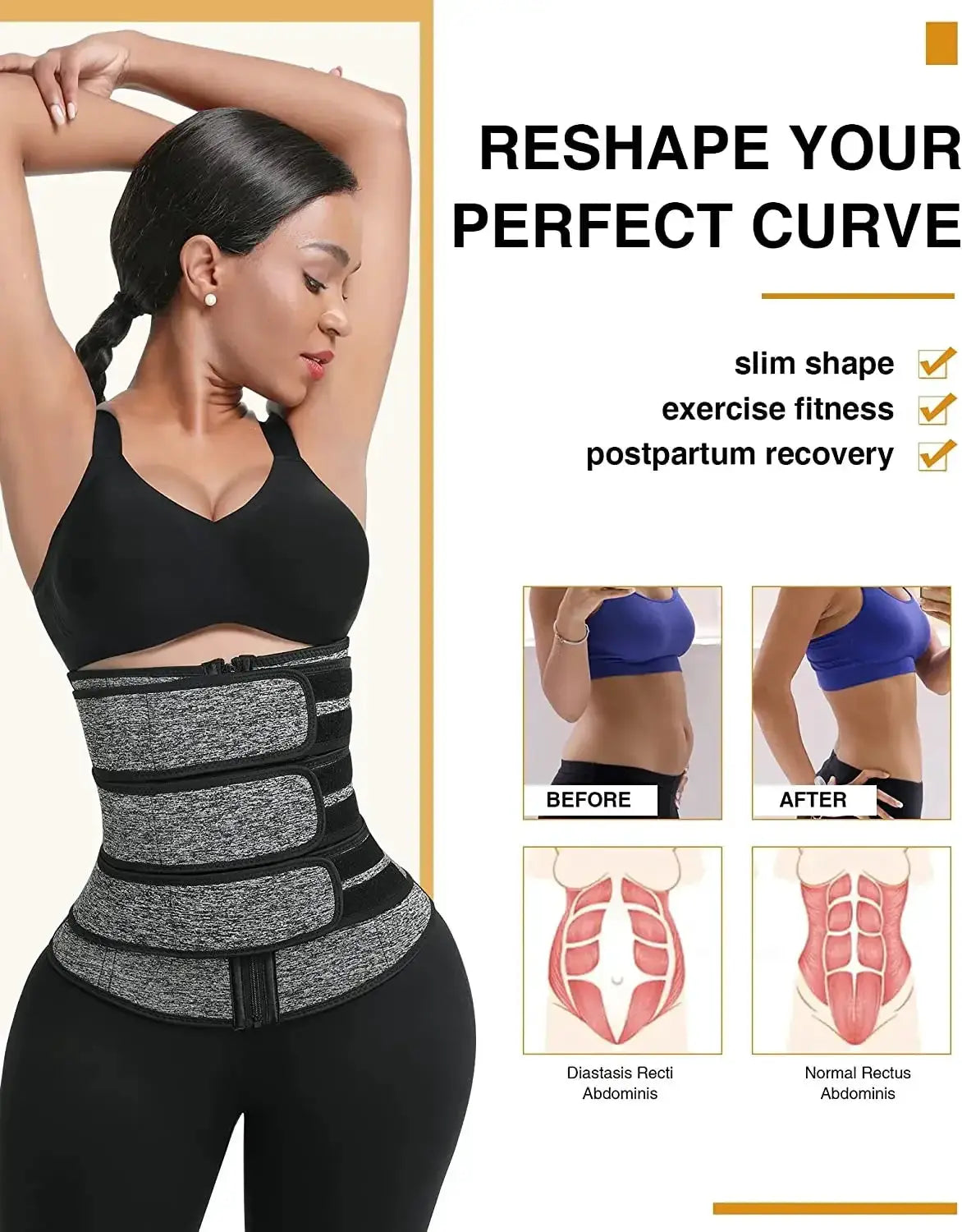 Women Neoprene Waist Trainer Body Shaper Slimming Belt