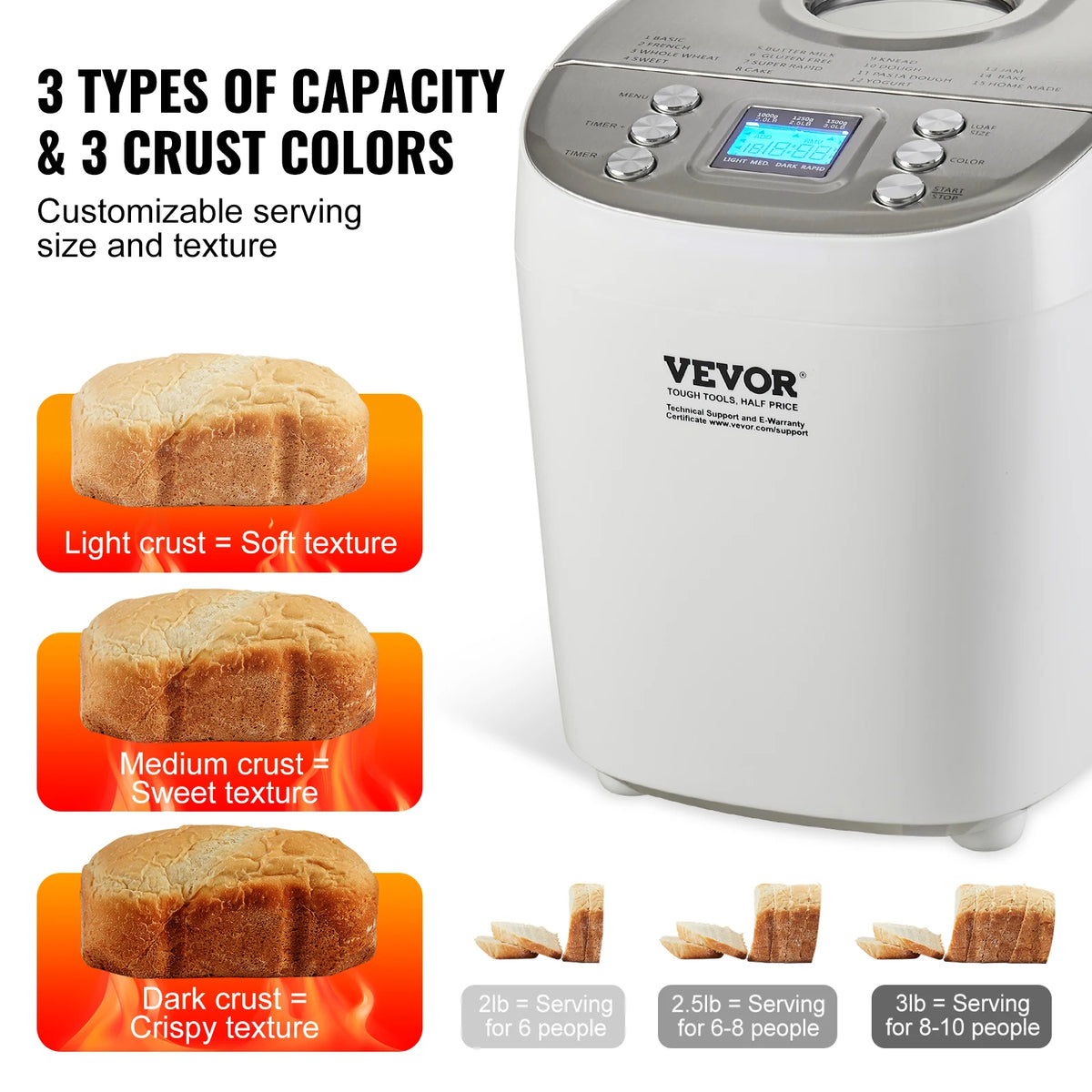 SucceBuy LB Bread Maker Dough Machine Nonstick Ceramic Pan — product view 3