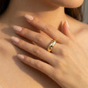 Moissanite Ring in Sterling Silver Wide Bezel Setting