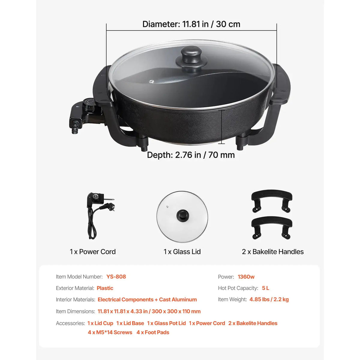SucceBuy Electric Hot Pot L Double-flavor Shabu Shabu Pot — product view 7