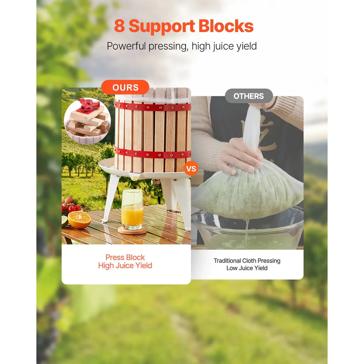 SucceBuy Fruit Wine Press Solid Wood Basket w/ Blocks Heavy — product view 2