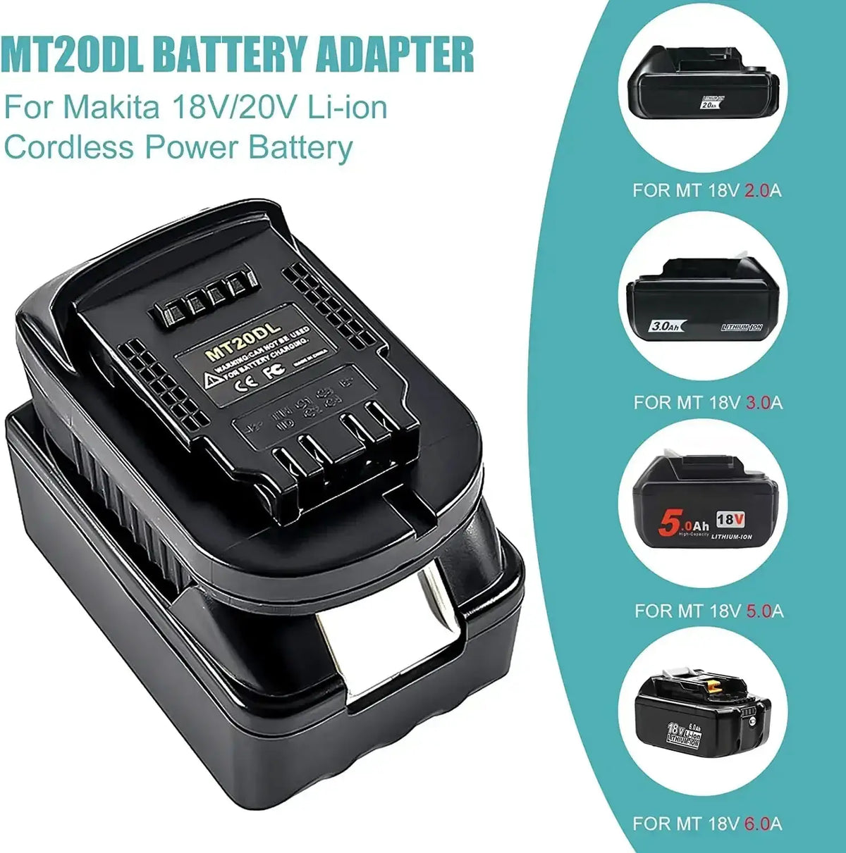 MT20DL Battery Adapter for Makita to DeWalt Tools