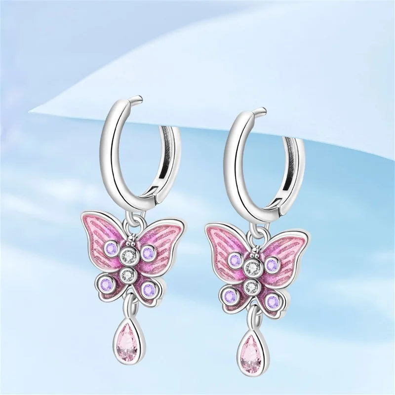 Sterling Silver Colorful Butterfly Dragonfly