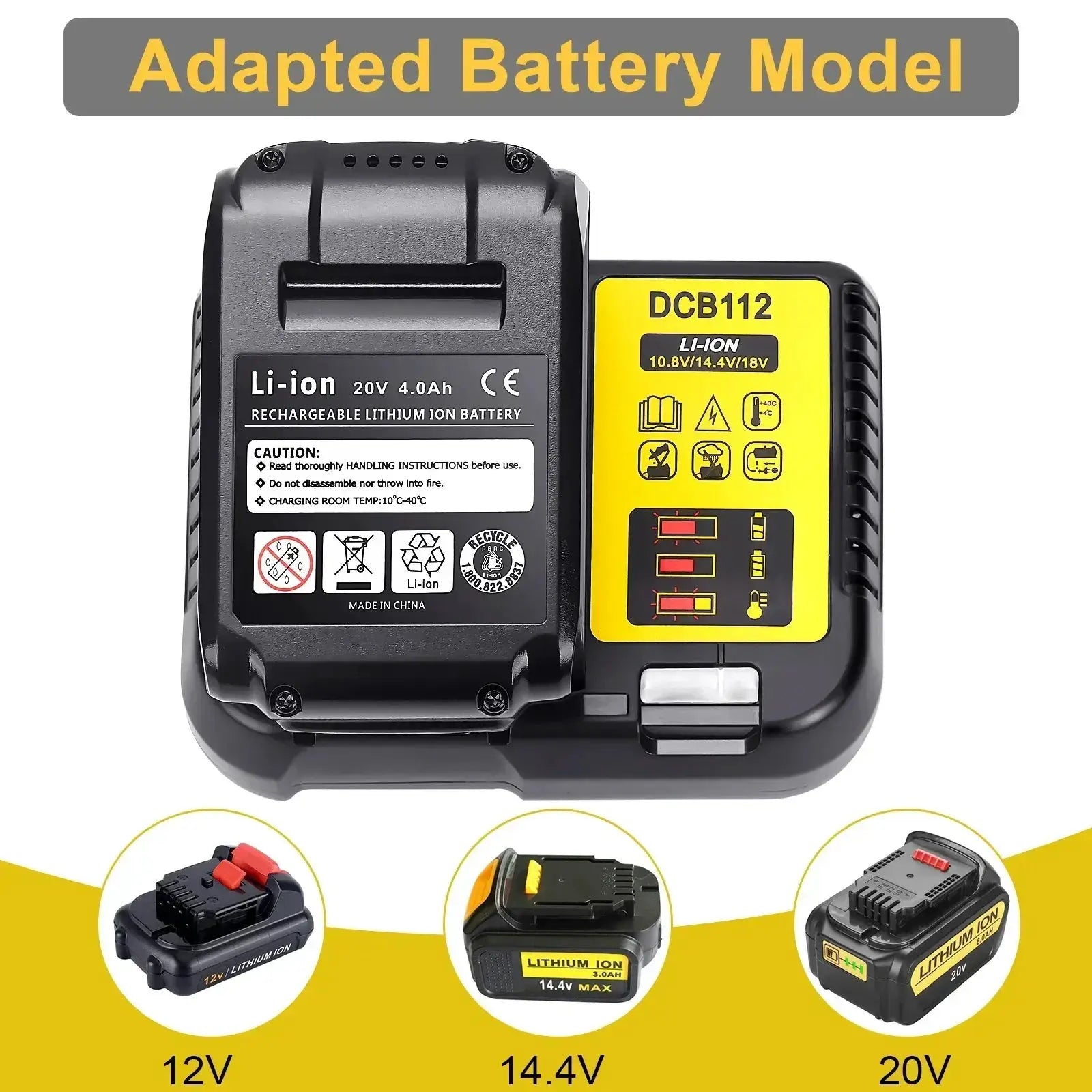 DCB112 2A Lithium Battery Charger for Tools Compact Design