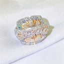 Gold Rose Gold Letter Cuban Ring