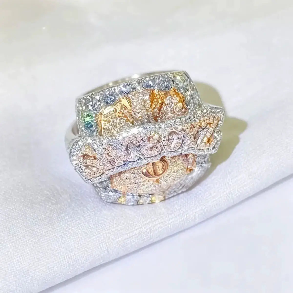 Gold Rose Gold Letter Cuban Ring — product image 5