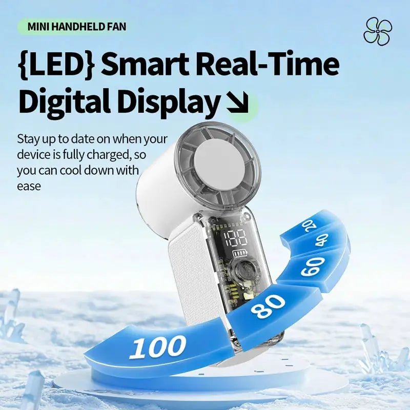 Mini Portable Handheld Fan Personal Pocket-Sized Digital Display — product view 4