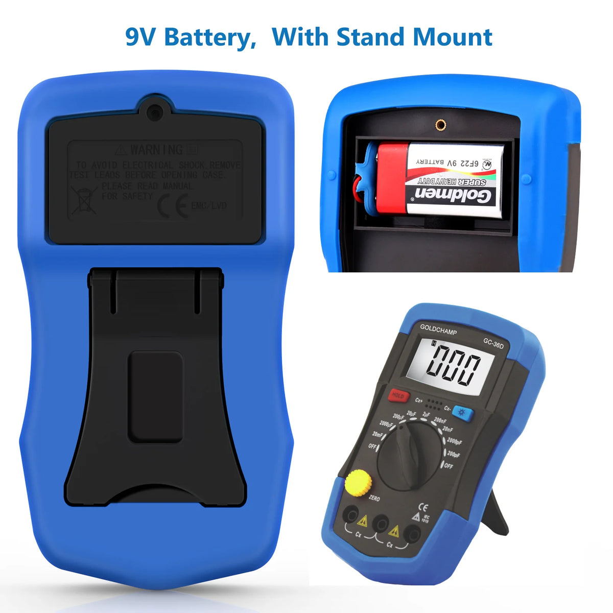 HoldPeak Handheld Capacimeter Digital Capacitance Meter Tester — product view 3