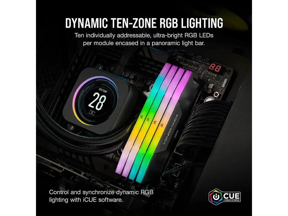CORSAIR Vengeance RGB 16GB (2 x 8GB) 288-Pin PC RAM DDR5 5200 (PC5 41600) Desktop Memory Model CMH16GX5M2B5200Z40