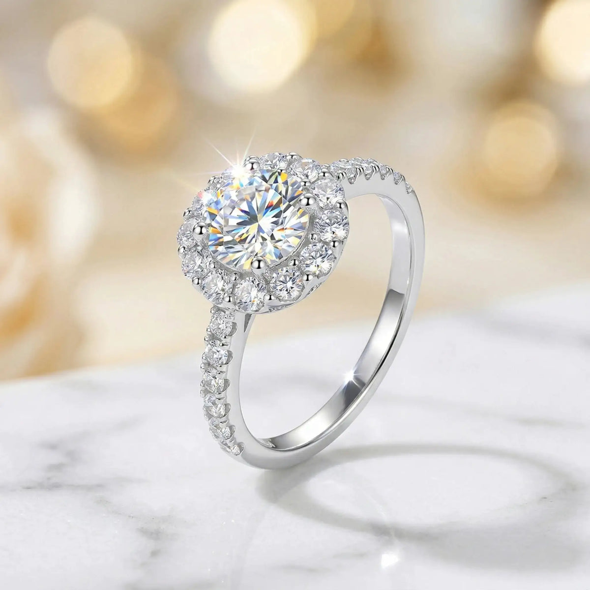 Flower Moissanite Ring in Sterling Silver — product view 2