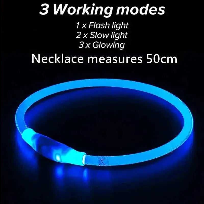 Led Dog Collar USB Charge Night Glow Safety Pet Accessory
