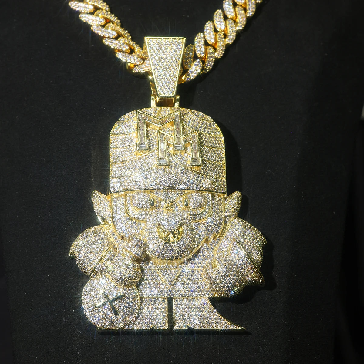 Iced Out D Monkey Pendant