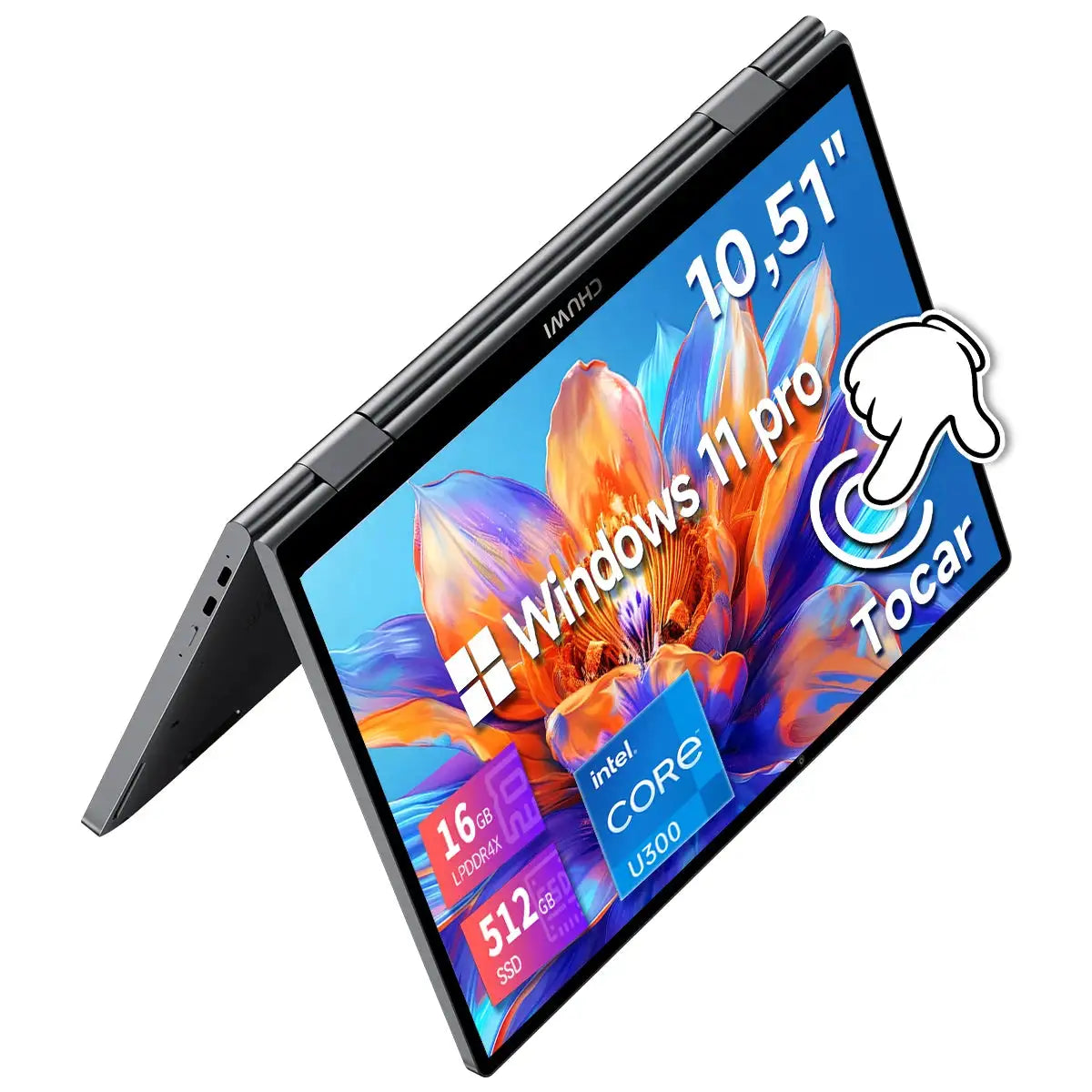 CHUWI MiniBook X 2-in-1 Touch Screen Laptop Intel U300 16GB LPDDR5 512G SSD 10.51 inch FHD 1920x1200 Resolution Ultra-thin Notebook