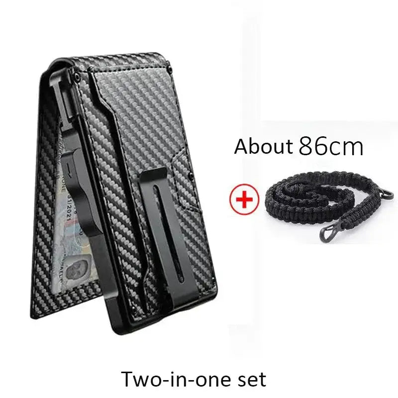 RFID Carbon Fiber Pattern ID Folder Slim Wallet For Men