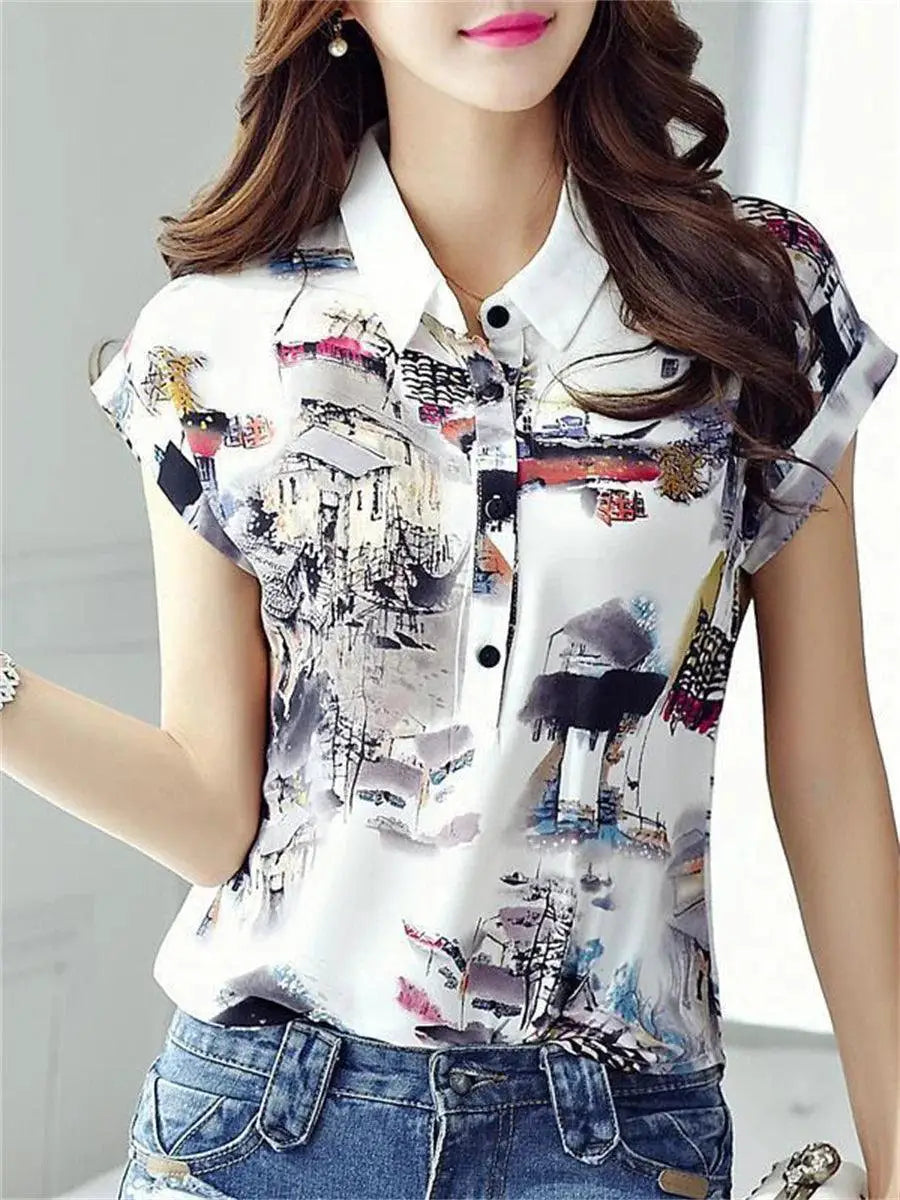 Chic Chiffon Blouse With Flying Sleeves For Spring