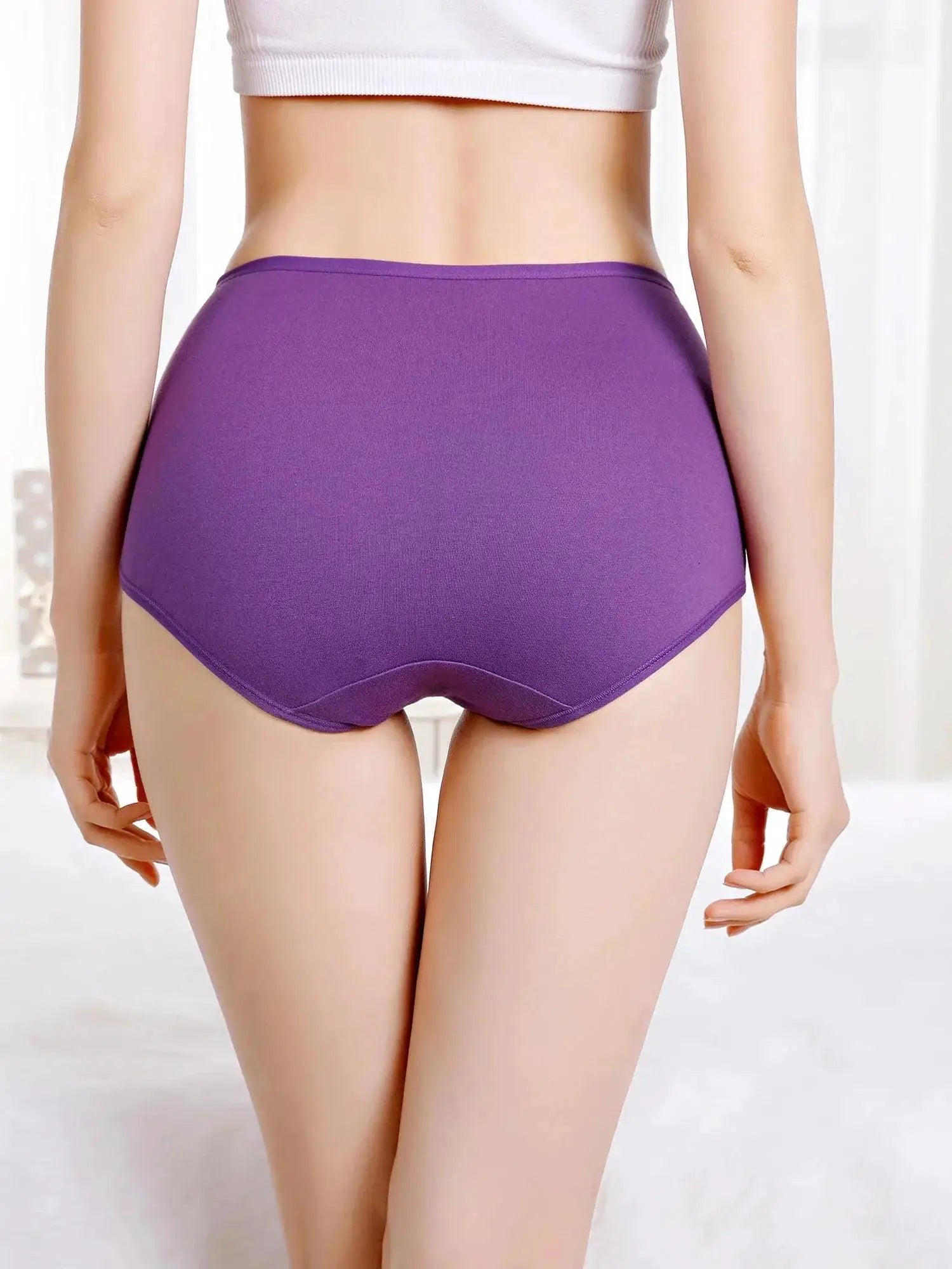 Luxury Cotton Panties Set Floral And Solid High Waist Briefs