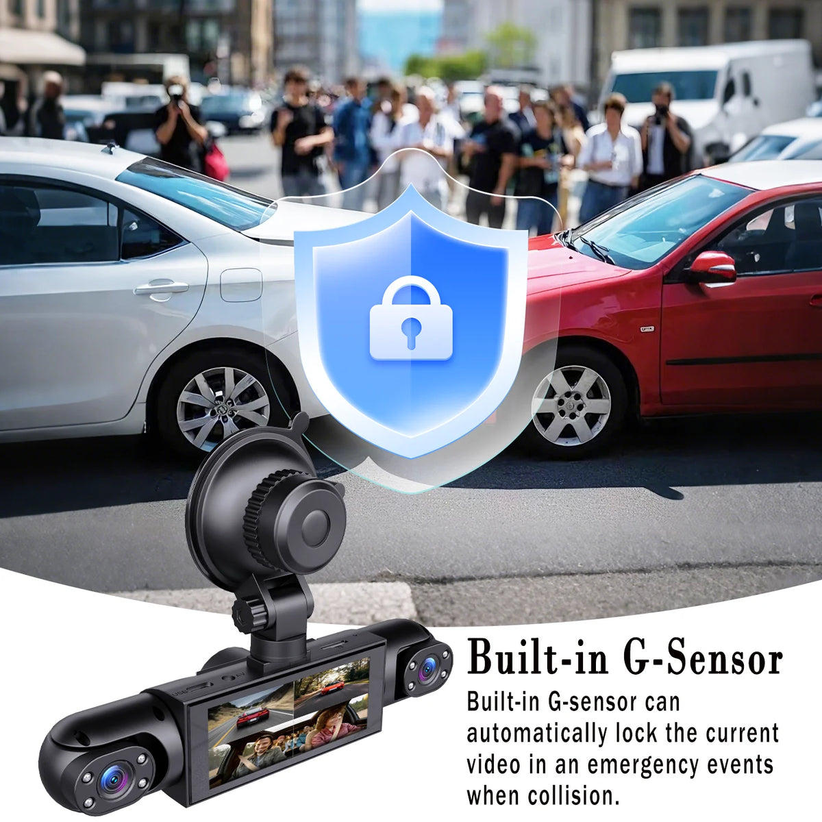 BCUOZ ° Dashcam, Front + Built-in Rear Left and Right Super — product view 7