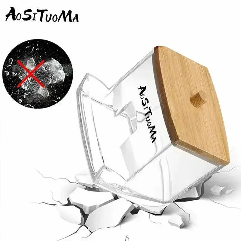 Wooden Lid Cotton Swab Holder Elegant Bathroom Organizer