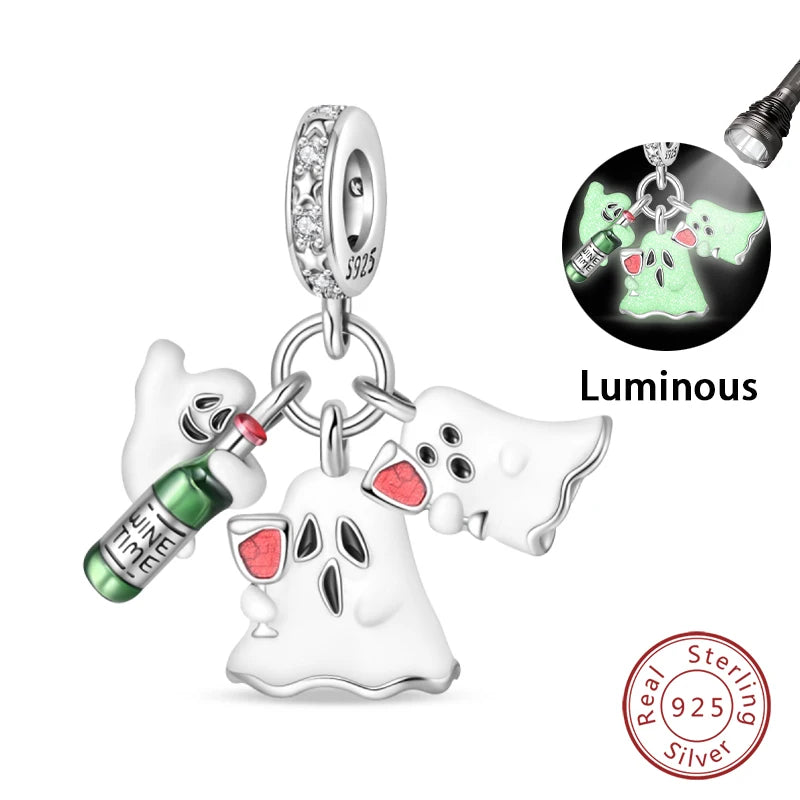 Sterling Silver Halloween Luminous Skull