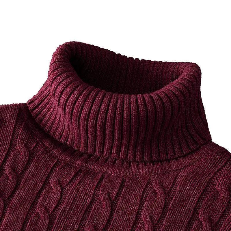 Mens Winter Turtleneck Wool Sweater Stylish Cozy Pullover
