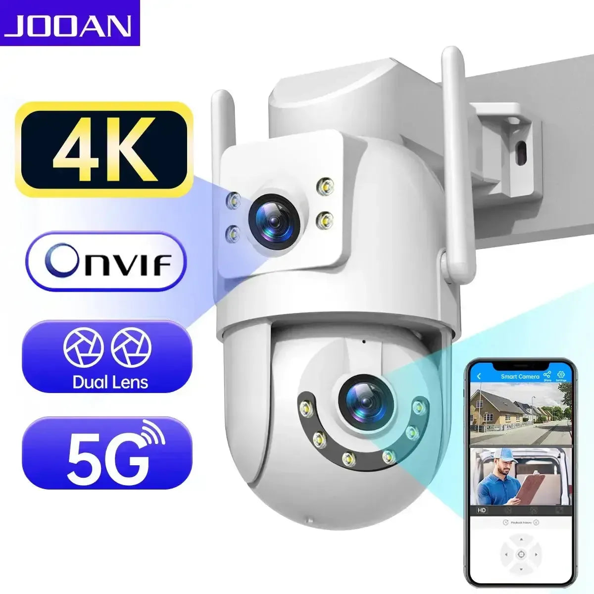 Jooan 4K 8MP WiFi PTZ Outdoor Security Camera Dual Lens 5G - OurLum.com