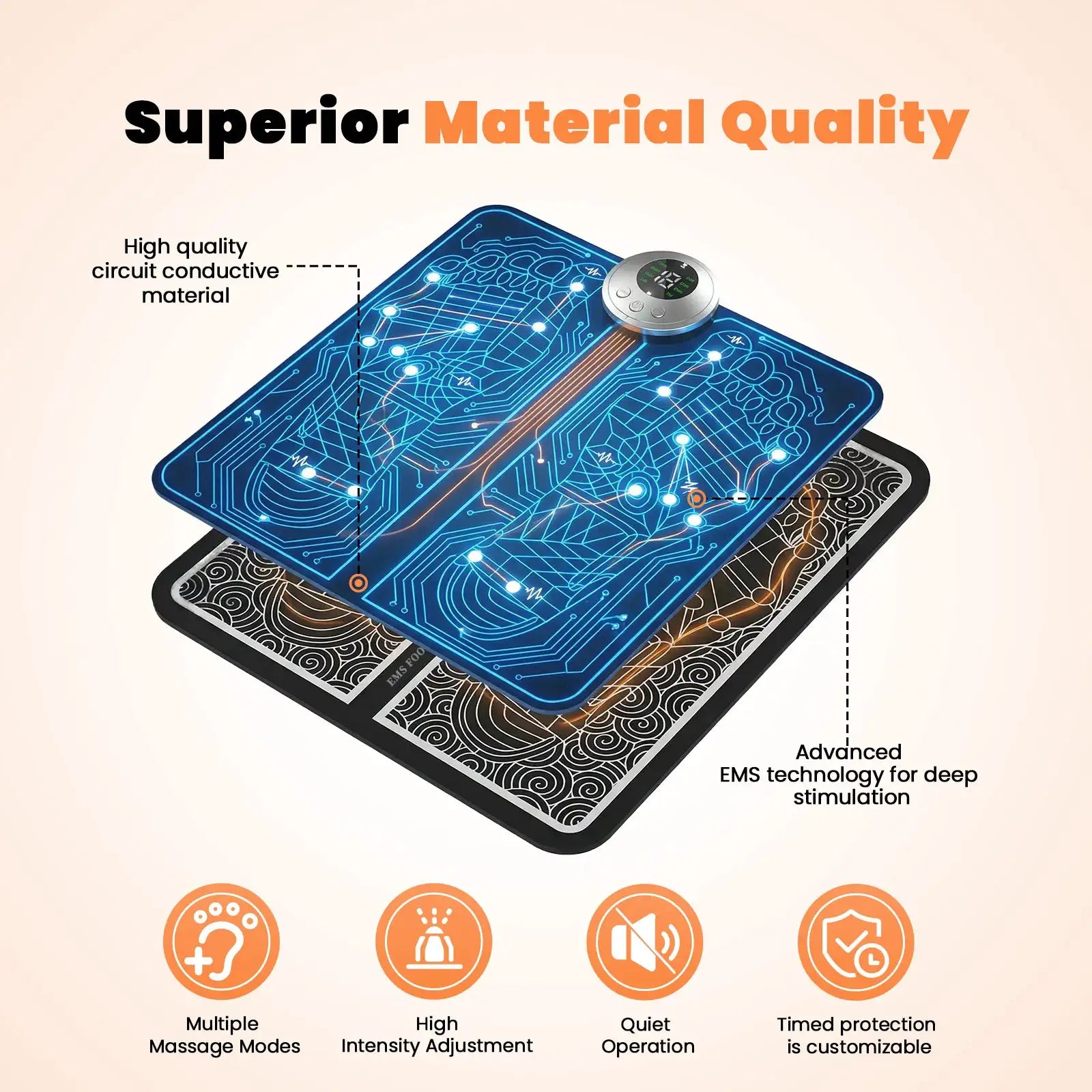 19Level EMS Foot Massager Pad Acupoints Massage Electric Muscle Stimulation Improve Blood Circulation Relief Pain Relax Feet