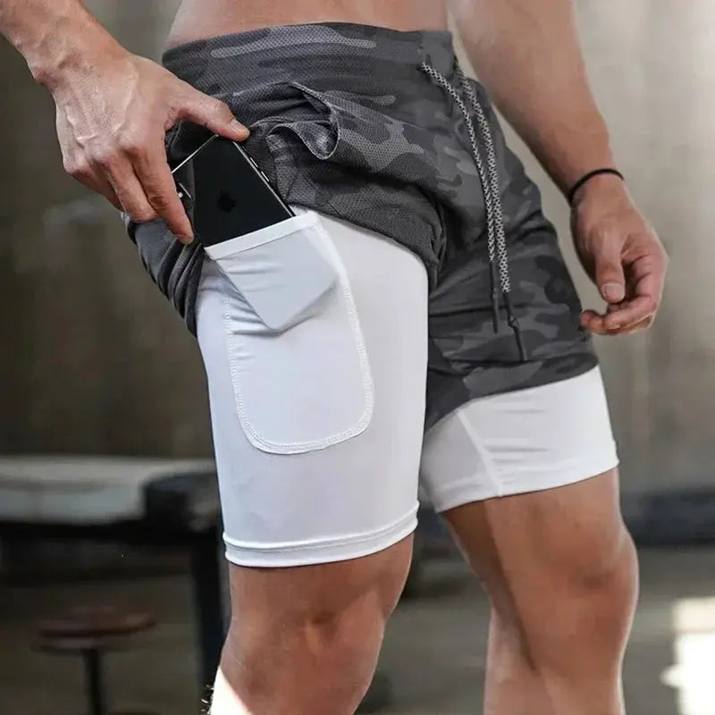Men's 2-In-1 Camo Gym Shorts Breathable For Summer Workouts