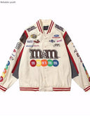 Vintage Letter Heavy Industry Loose Embroidered Uniform