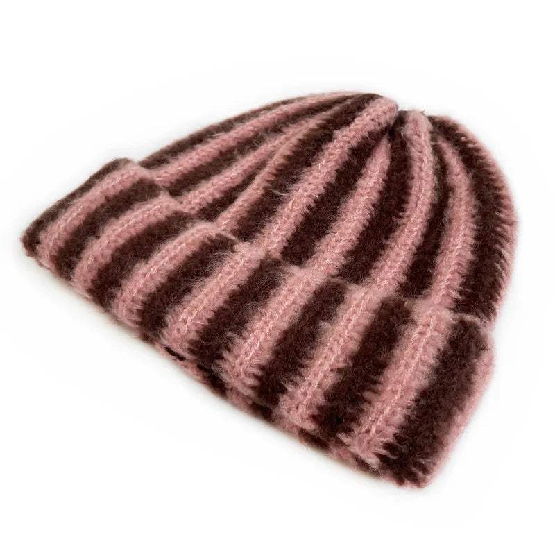 Striped Wool Knit Winter Hat