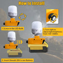 Cordless 12W LED Work Light for Makita Milwaukee Lamp