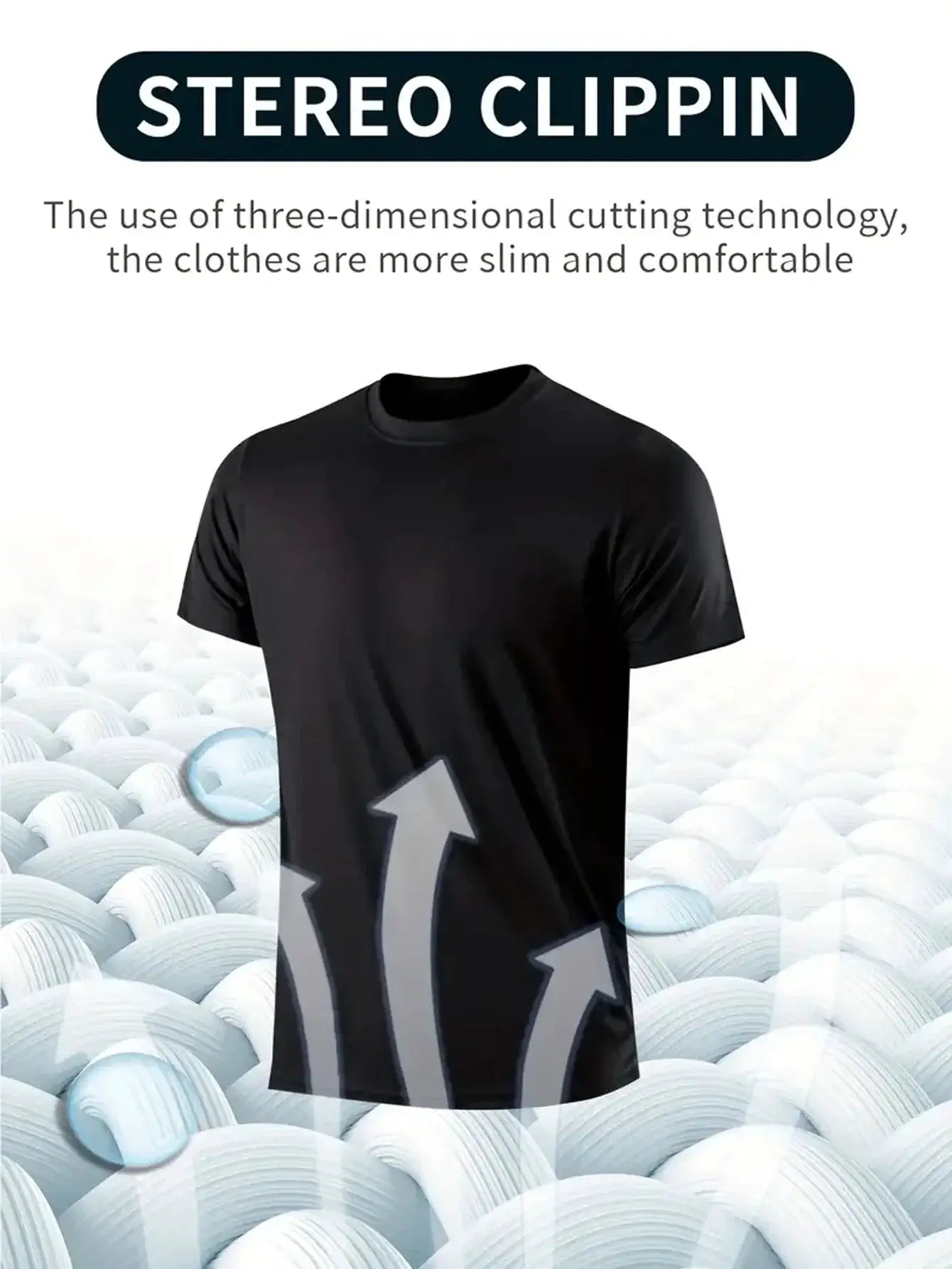 Round Neck T Shirt 4 Pack Black Ultra Light Quick Drying