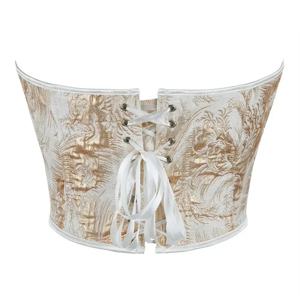 Women Overbust Corsets Crop Tops Golden Printed Bustiers