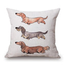 Dachshund Dog Painting Cotton Linen Pillow Covers Whimsical Home Decor