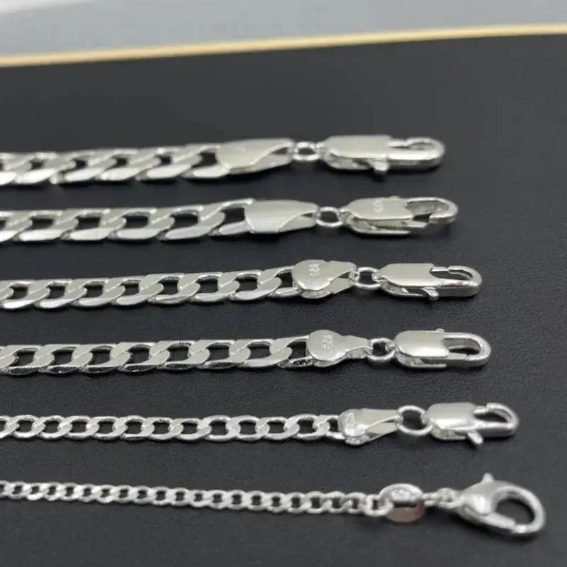 Sterling Silver Geometric Face Chain Necklace Unisex Jewelry