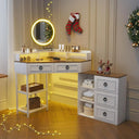 Glass Corner Vanity Makeup Desk