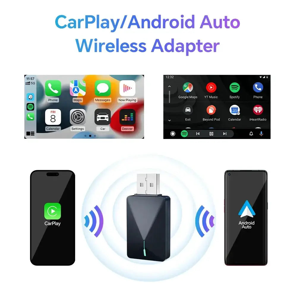 Mini Wired to Wireless CarPlay Android Auto 2in1 AI Box