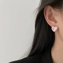 New 925 Sterling Silver Heart Hoop Earrings Women Minimalist Gift