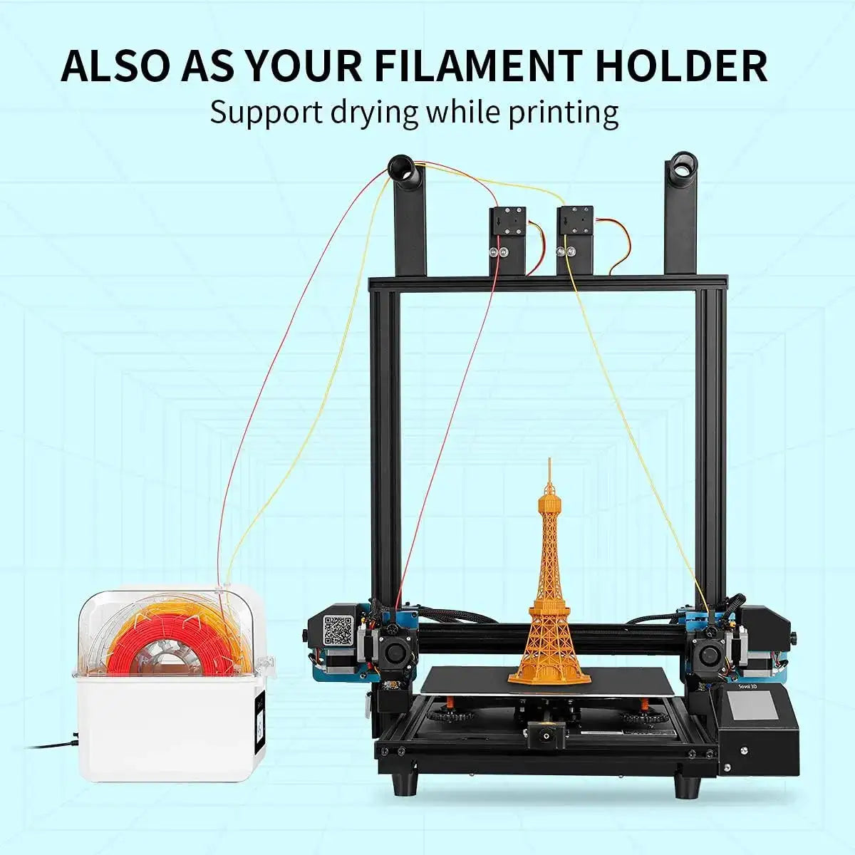 Sovol Filament Dryer 2023, SH01 Filament Dehydrator 3D Printer Spool Holder with Upgraded Fan, Dry Box for Keeping Filament Dry