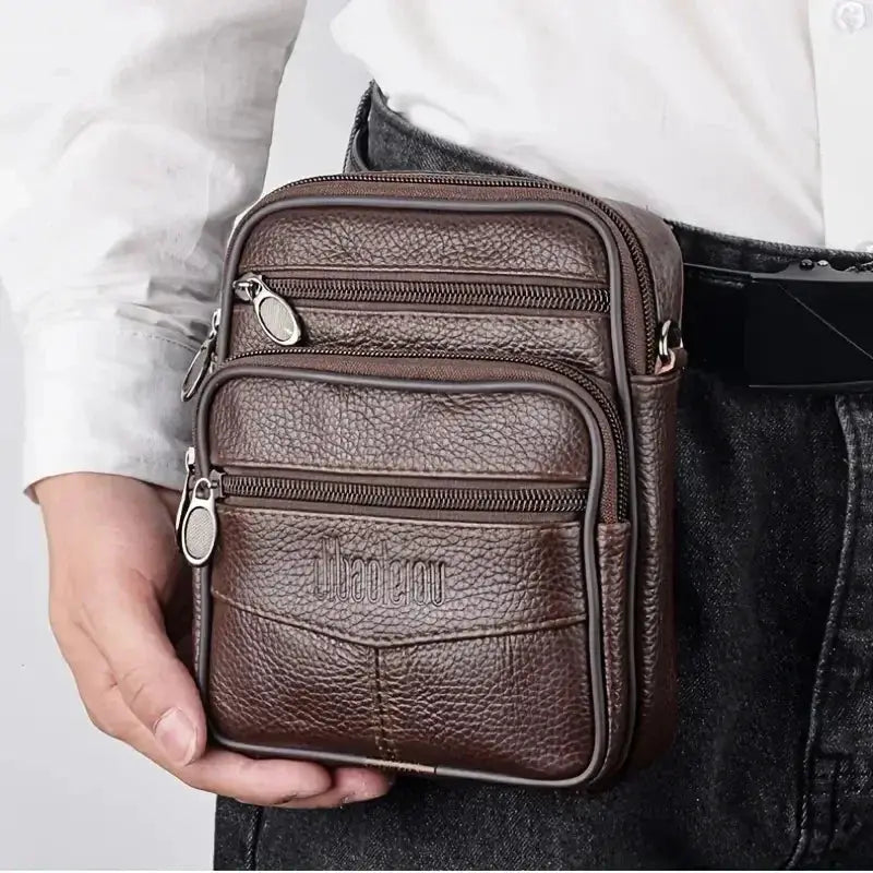 Mens Genuine Leather Crossbody Bag For Men Vertical Trendy