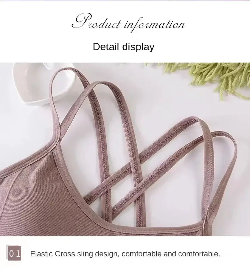 Sleek Womens Back Cross Strap Tank Top With Push Up Support