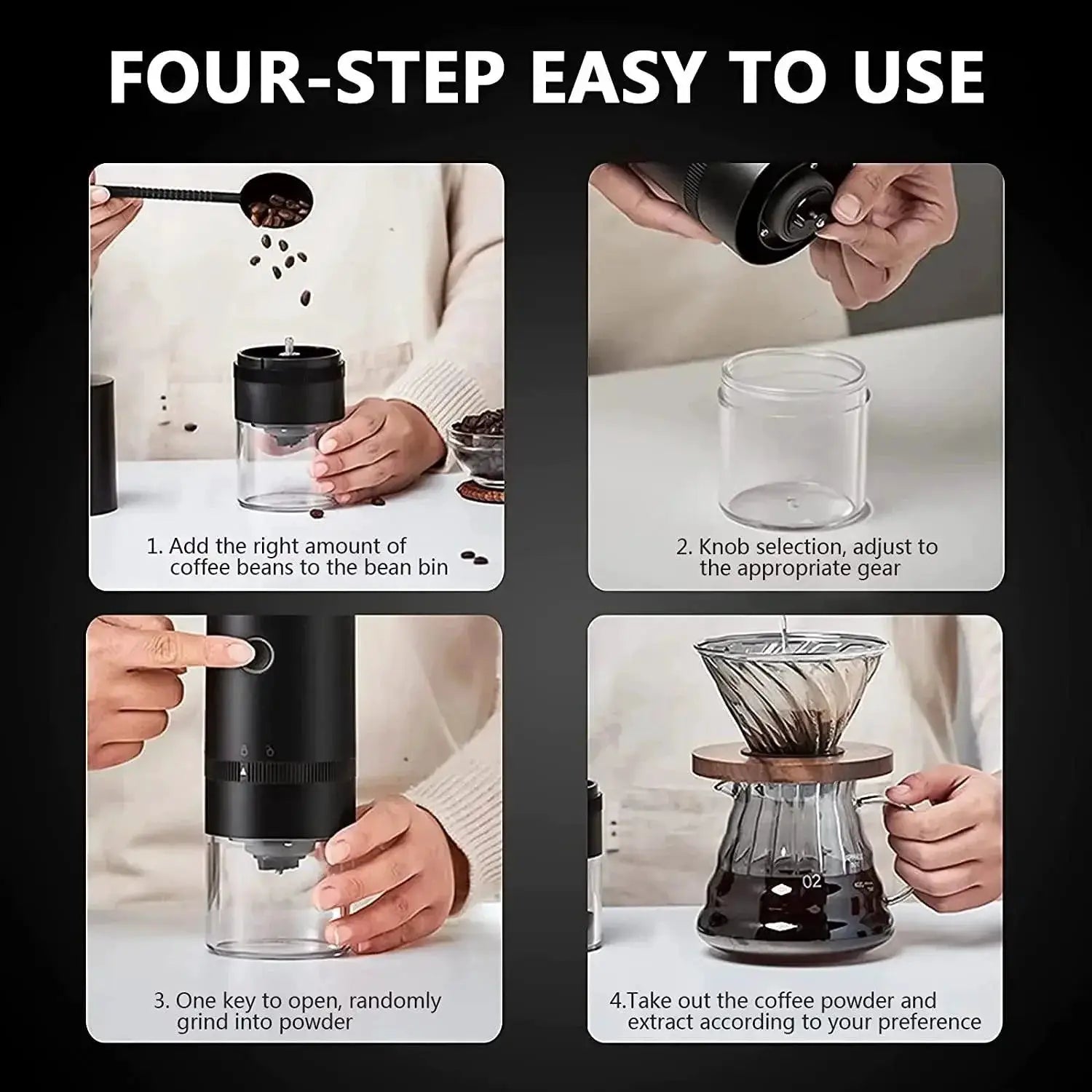 Coffee Grinder USB Type C Charge Ceramic Mill Portable Pro