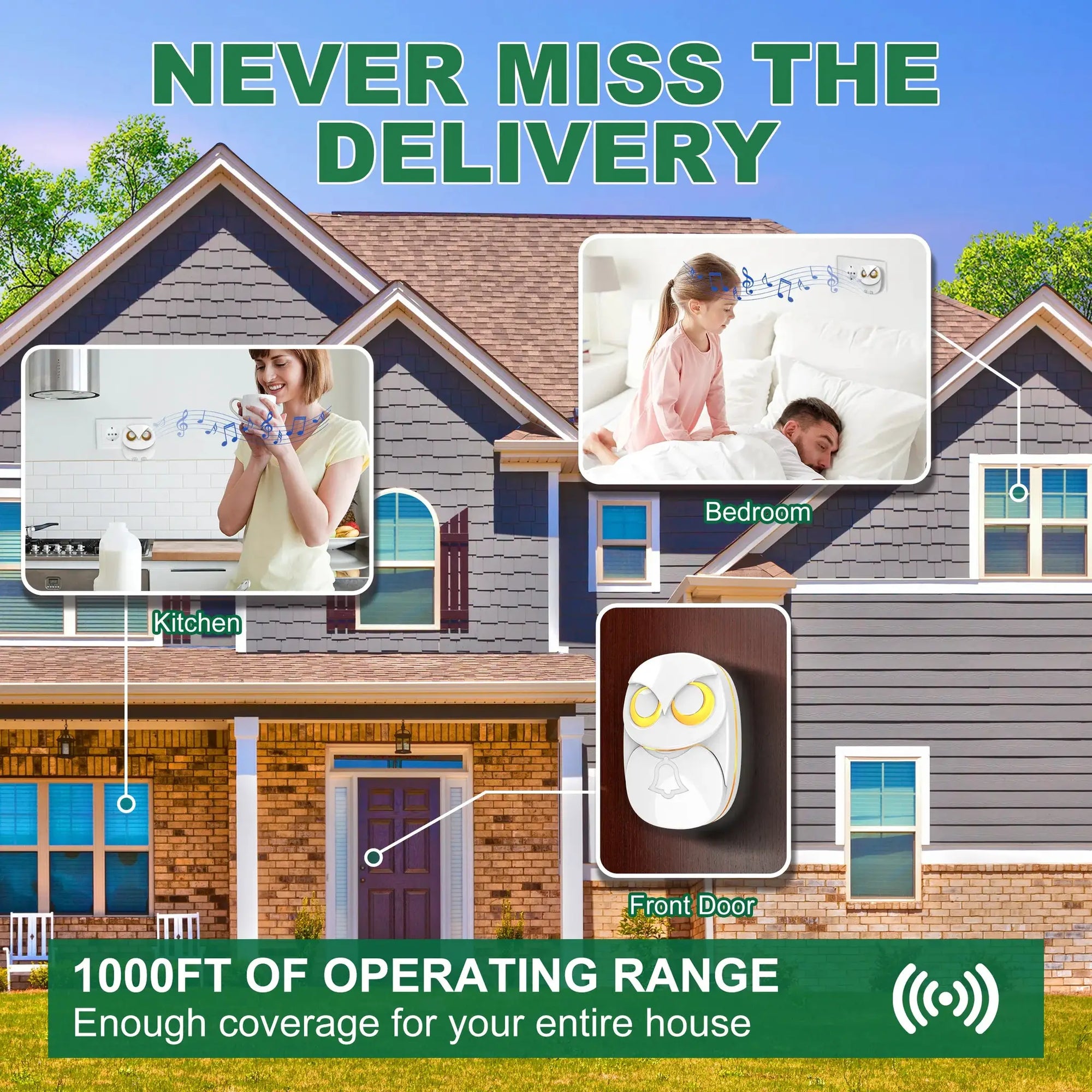 HTZSAFE Wireless Doorbell Chime - 300 meters Long Range Wireless doorbell waterproof outdoor Home Intelligent Door Bell Chime by stepyours.com