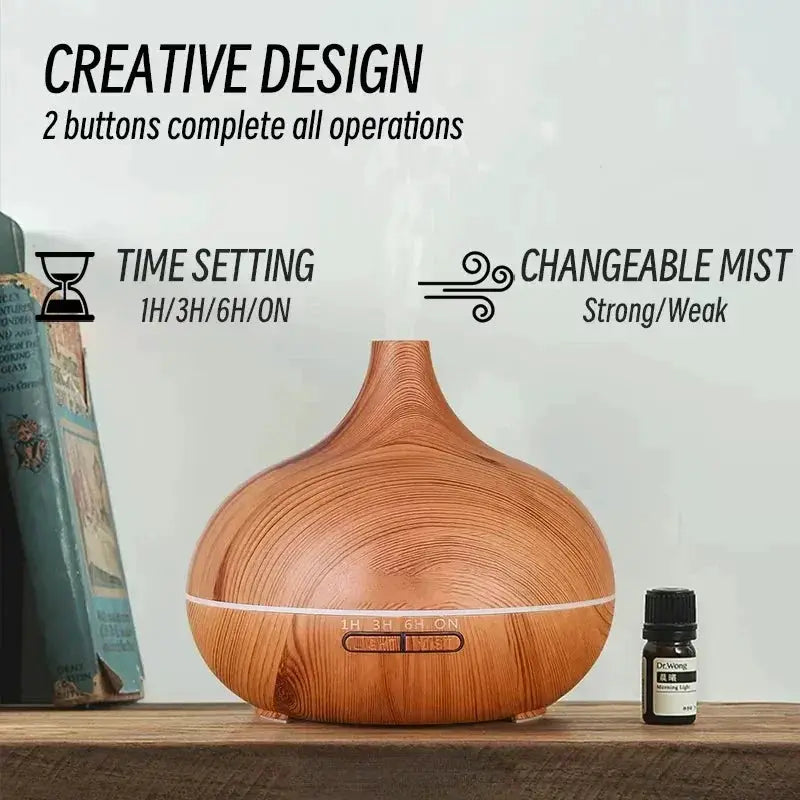 500ml Ultrasonic Aromatherapy Diffuser With Wood Grain