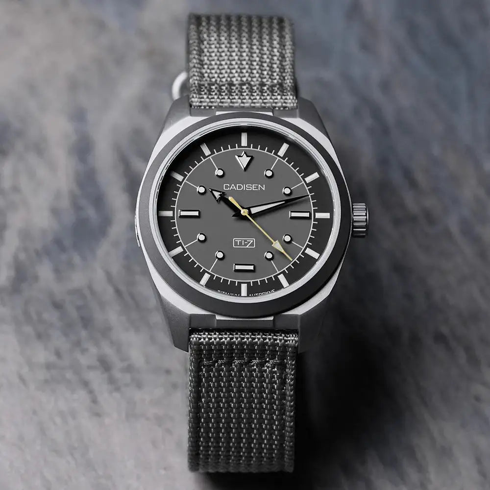 CADISEN TI-7 Autodyne Titanium Automatic Mechanical Watch Man Canvas Wristwatch MIYOTA 8215 Watches USA Warehouse Delivery
