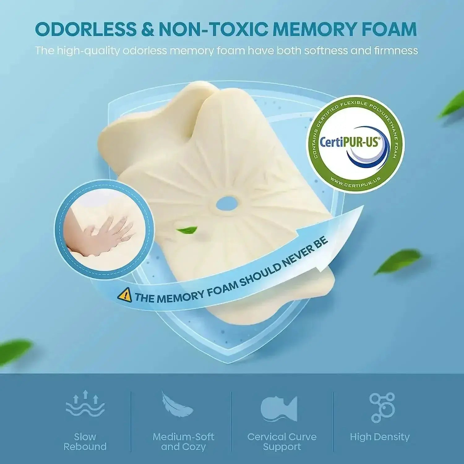 Cervical Orthopedic Memory Foam Neck Pillow Odorless Comfort