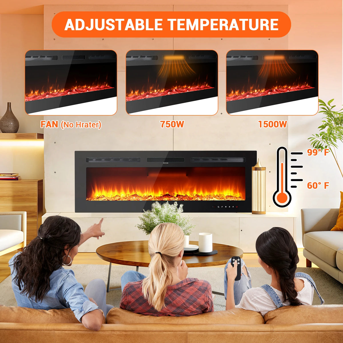 Slim Adjustable Fireplace